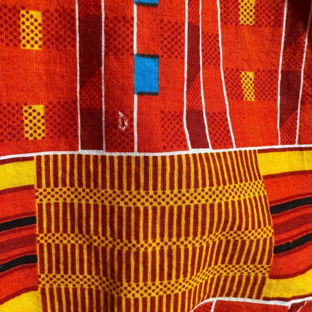 African Print Ankara‎ Knee Length Skirt Medium Red Orange Smocked Waist Boho - Picture 5 of 13